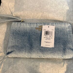 Coach Light Blue Denim Wristlet